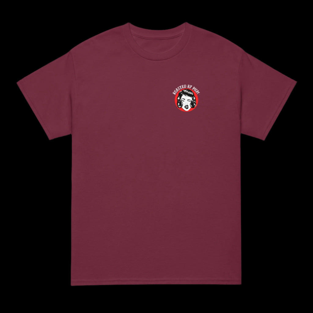 Roasting Misogyny_ Roasted By Mom Coffee Front tshirt red